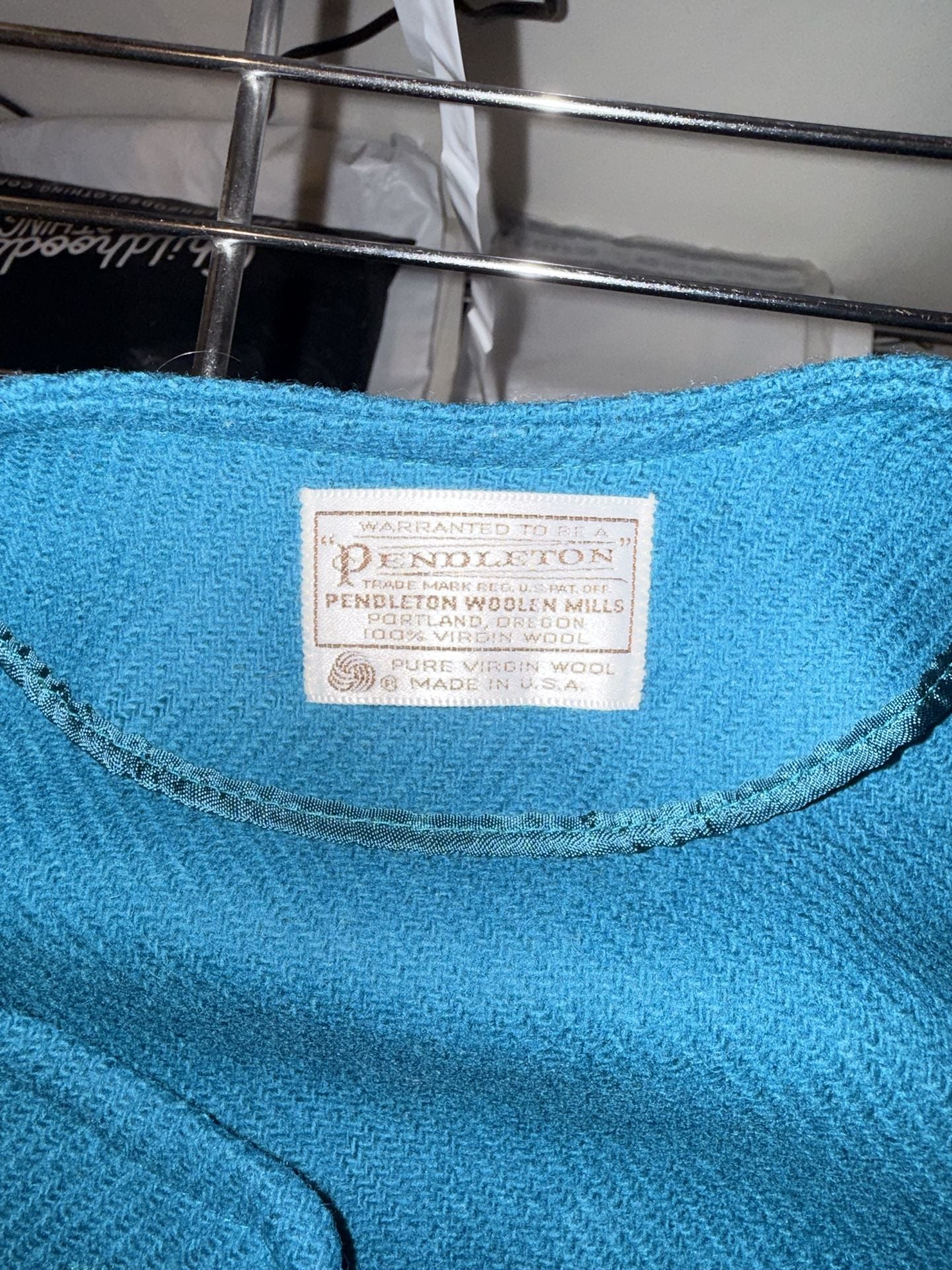 Vintage Pendleton Women's Turquoise Boiled Wool Cropped Jacket Small 17