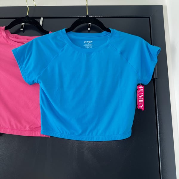 PUMIEY Women's Short Sleeve Athletic Crop Top Performance Shirts - set of 3 