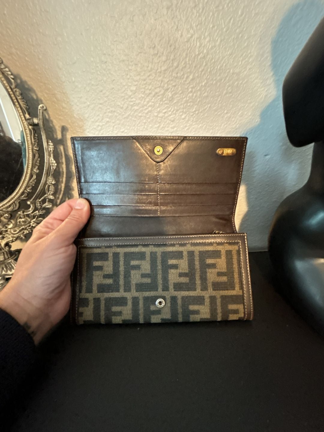 Fendi Zucca FF Logo Canvas Continental Long Wallet in Brown 2