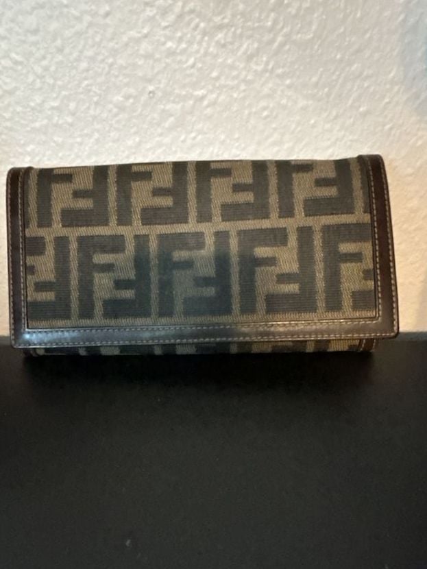 Fendi Zucca FF Logo Canvas Continental Long Wallet in Brown 1