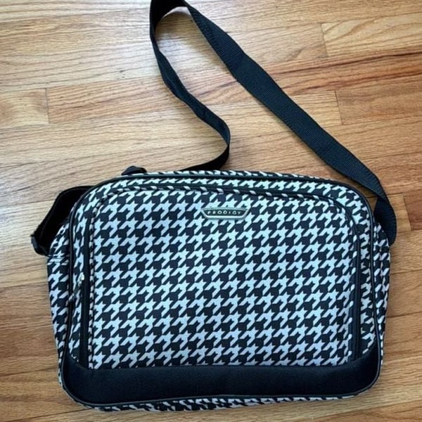 Prodigy houndtooth Black and white Messenger Laptop Bag Crossbody Shoulder Bag