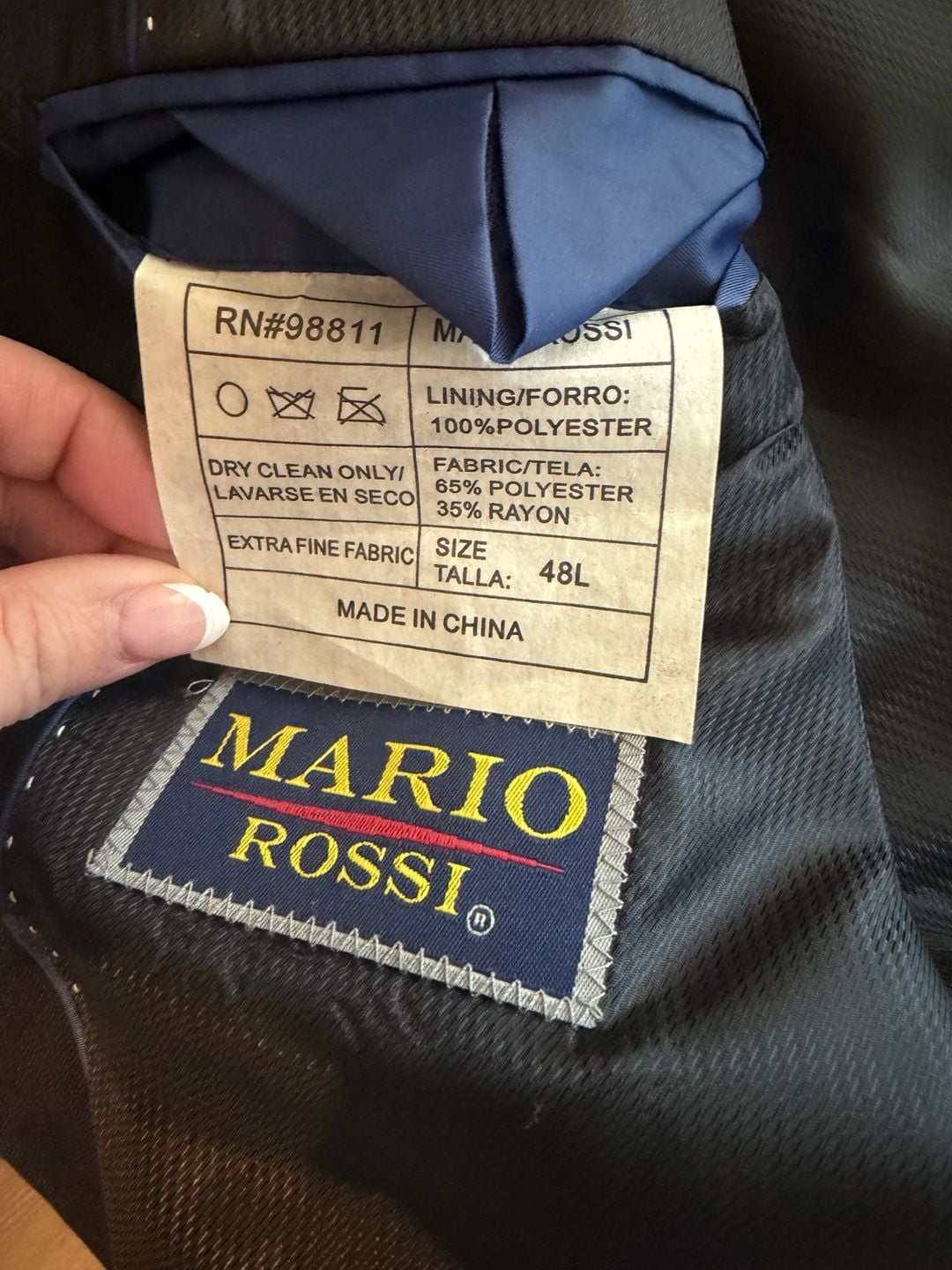 Mario Rossi Super 140's Extra Fine Fabric Men's Suit Jacket, Size 48L 3