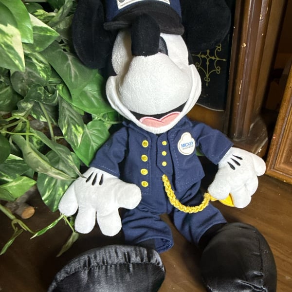 Disney Parks Red Car Trolley Conductor Mickey Mouse Plush