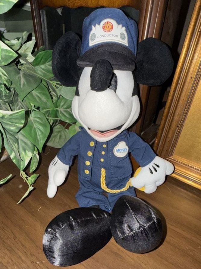 Disney Parks Red Car Trolley Conductor Mickey Mouse Plush 2