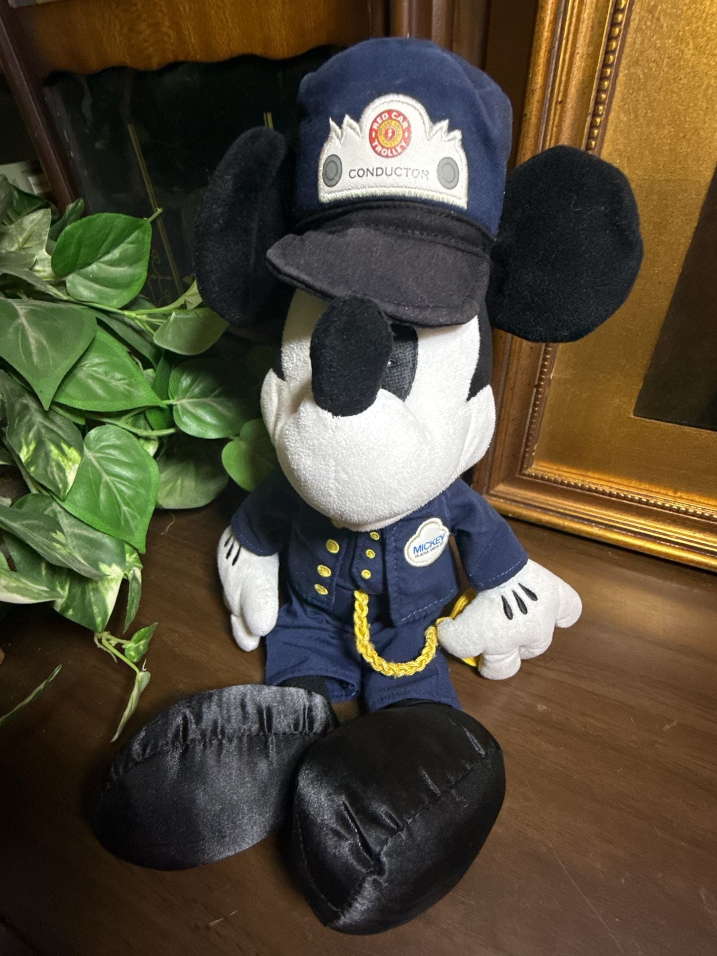 Disney Parks Red Car Trolley Conductor Mickey Mouse Plush 7