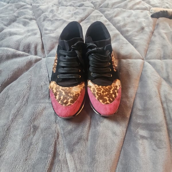 Salvatore Ferragamo Leopard Print Suede and Fabric Low Top Sneakers
