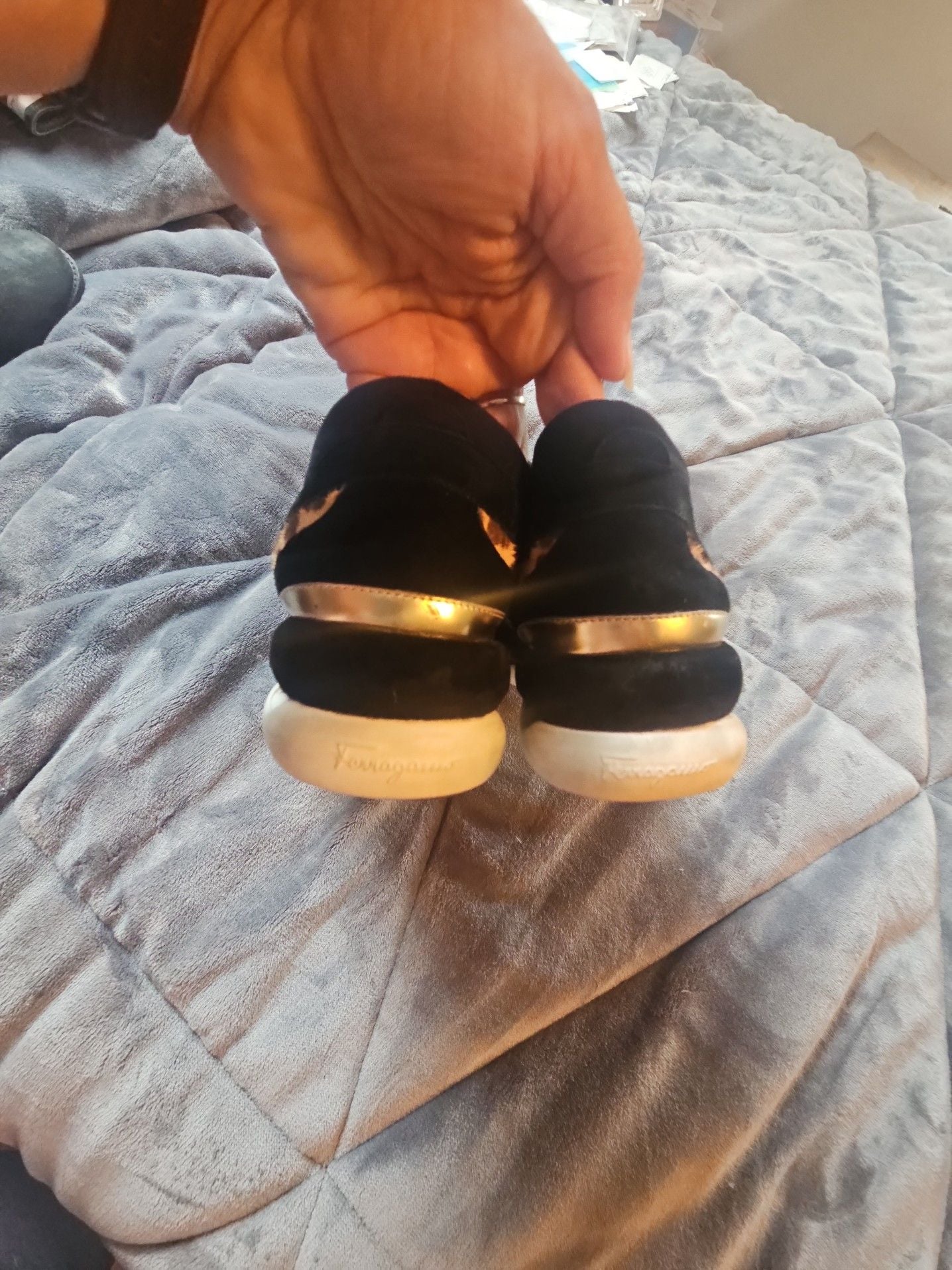 Salvatore Ferragamo Leopard Print Suede and Fabric Low Top Sneakers 3
