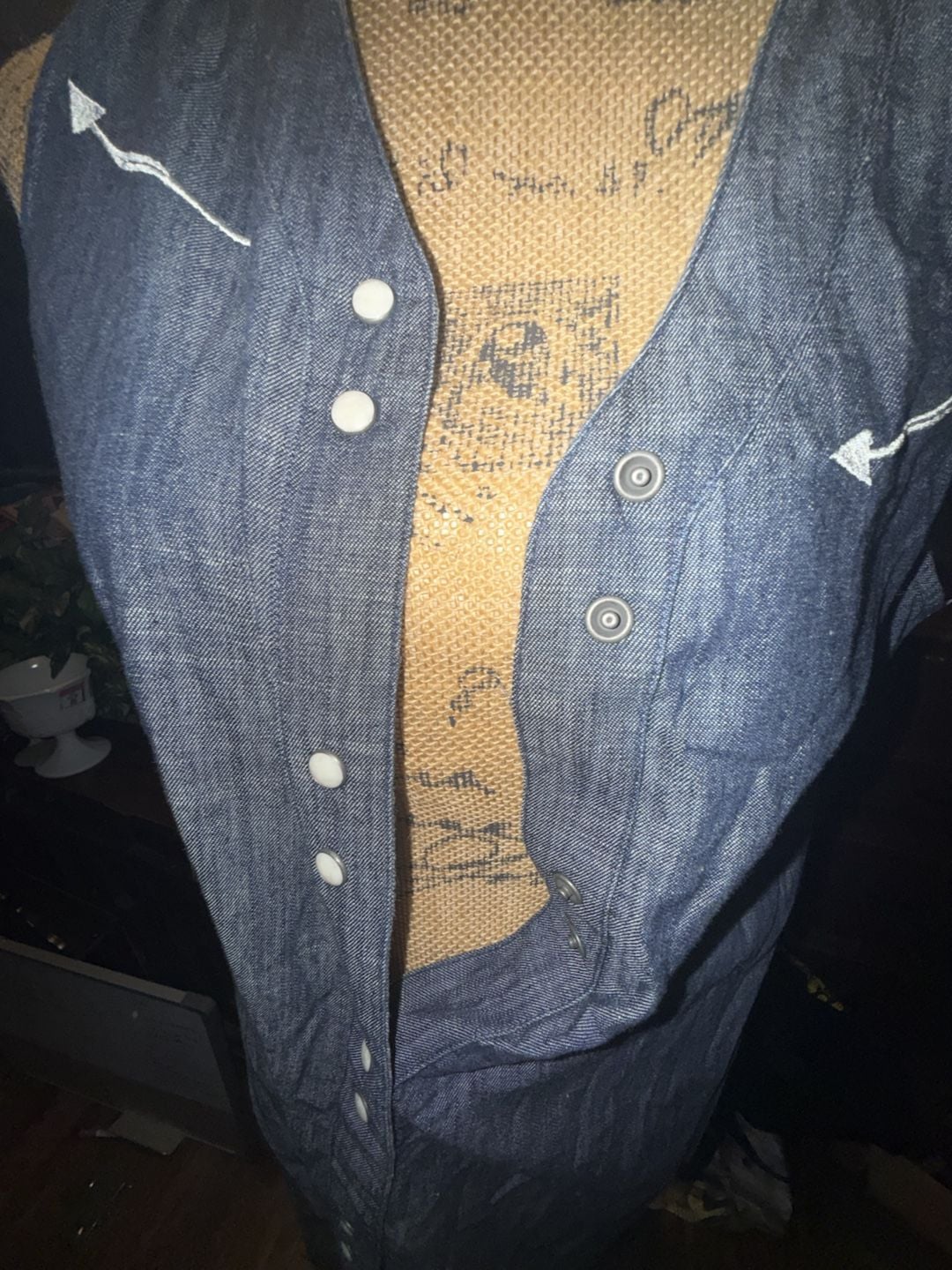 Cruel Denim Women's Sleeveless Chambray Button-Front Western Dress 5