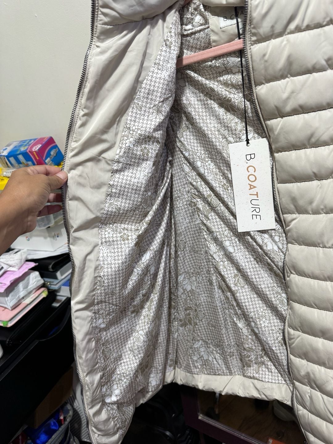 B. Coature Quilted Puffer Jacket Cream Size S 3
