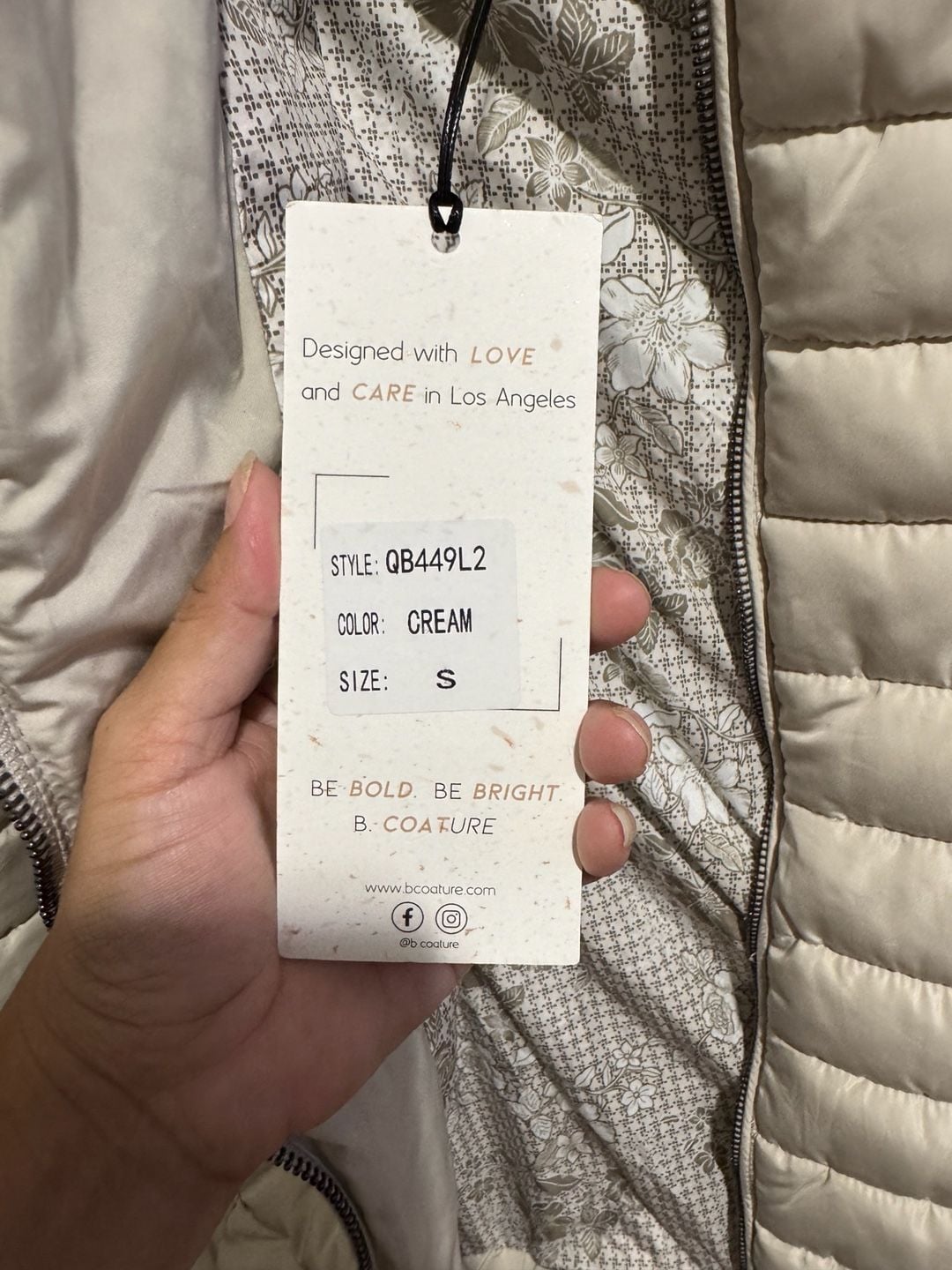 B. Coature Quilted Puffer Jacket Cream Size S 5