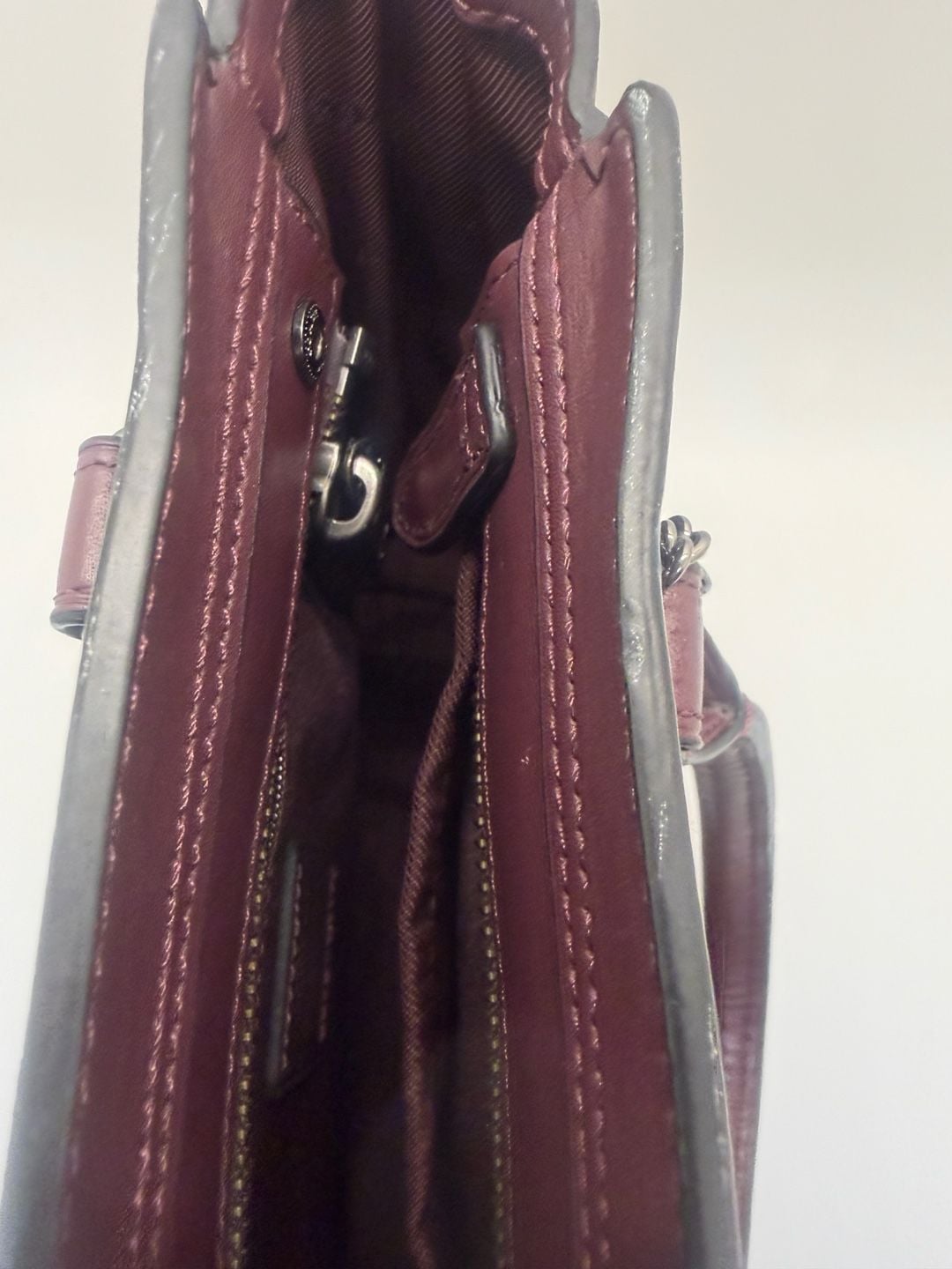 Vintage Coach swagger 17 Tea Rose Raised Floral Applique Satchel in Oxblood 7