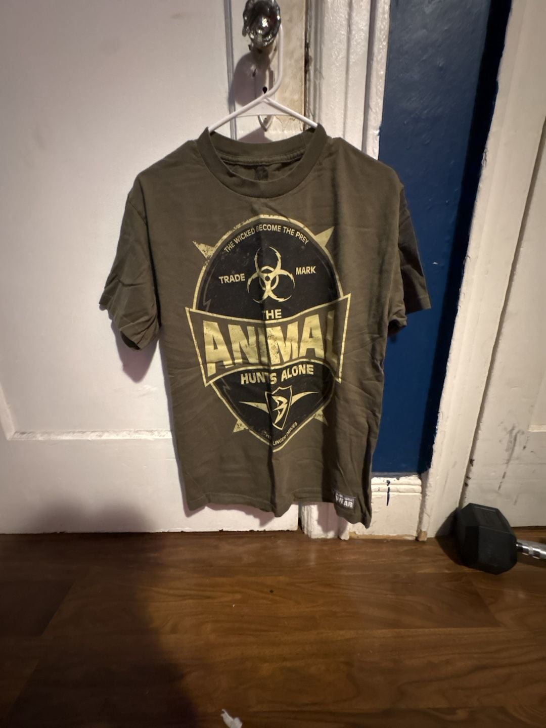 Vintage WWE Batista 'The Animal Hunts Alone' Olive Green T-Shirt 2