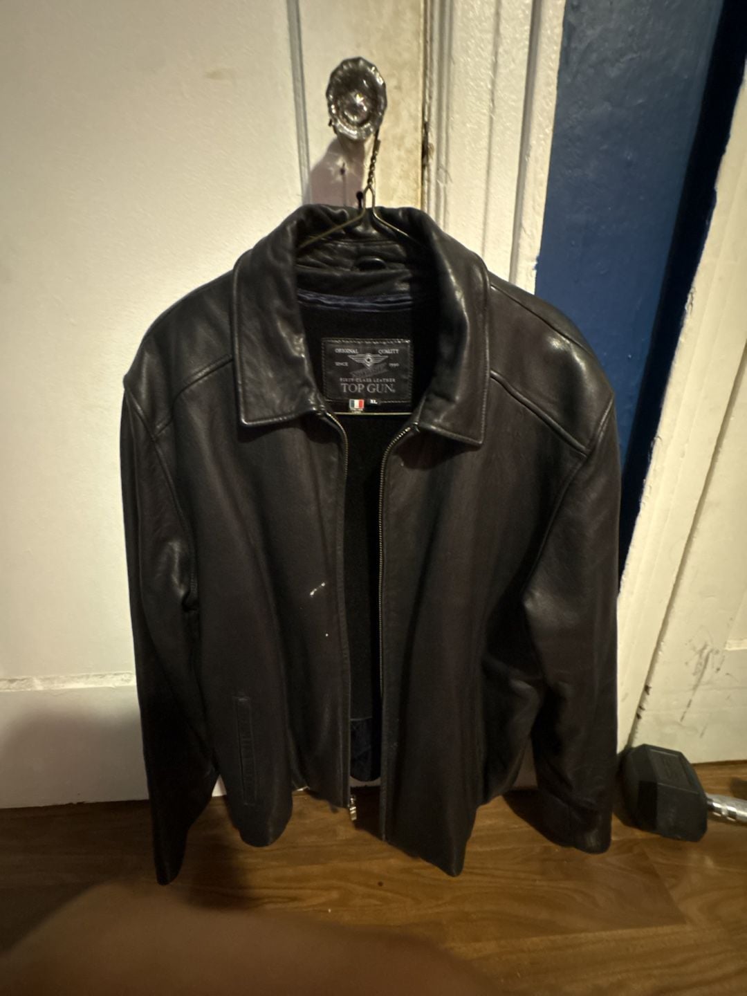 Top Gun Original Quality Men's Black Leather Bomber Jacket 3