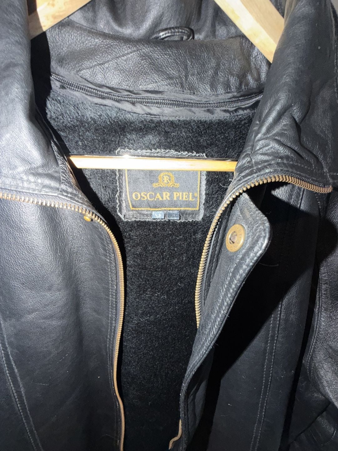 Oscar Piel Men's Genuine Leather Black Zip-Up Winter Coat 2