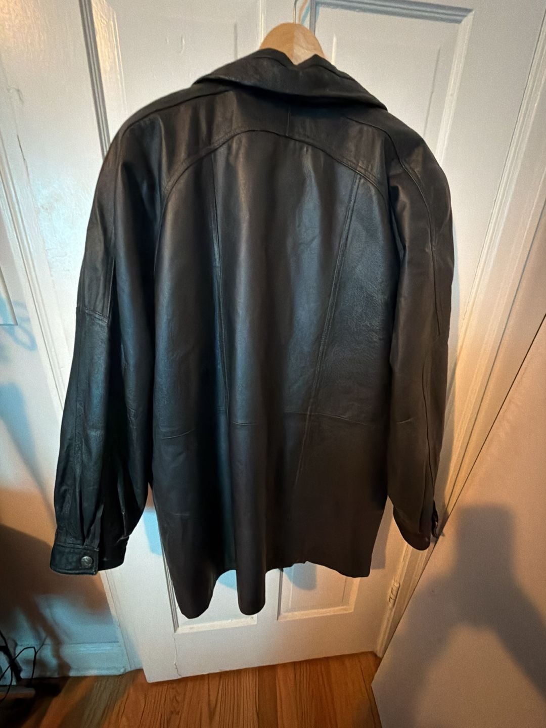 Oscar Piel Men's Genuine Leather Black Zip-Up Winter Coat 3