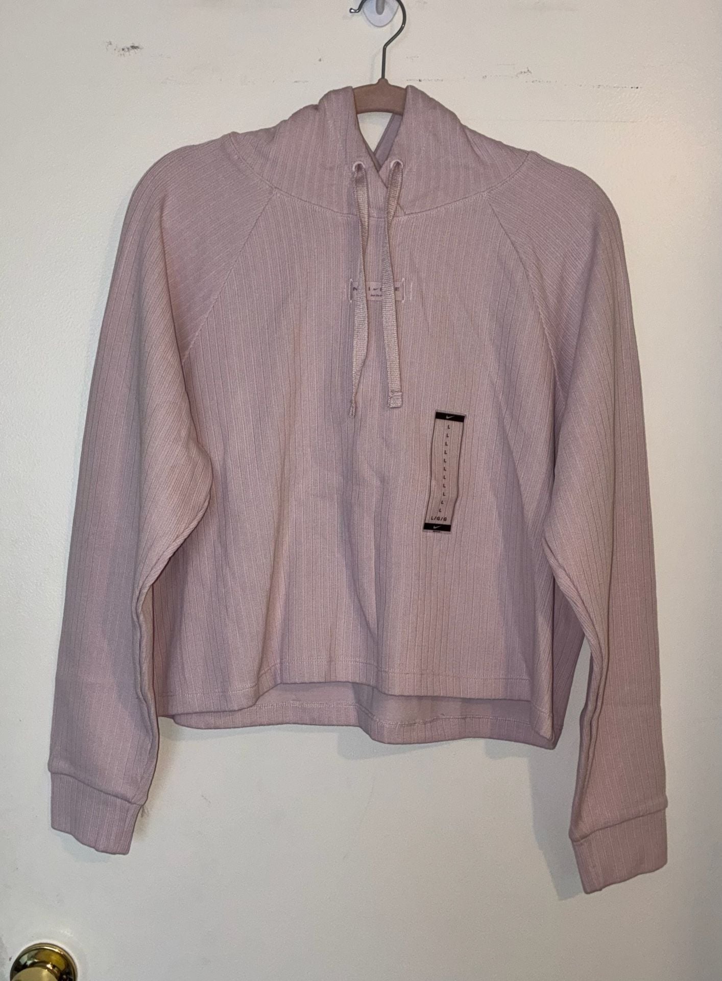Nike Women's Ribbed Crop Hoodie Sweatshirt in Plum Dust 2