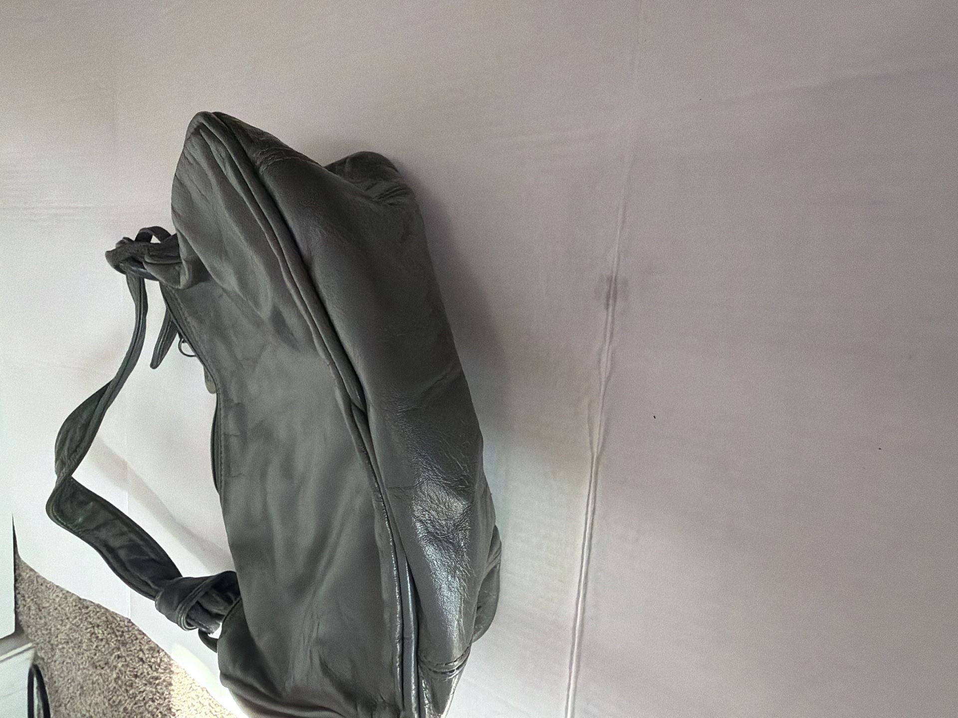 SAS Grey Soft Leather Hobo Shoulder Bag with Side Pockets 7