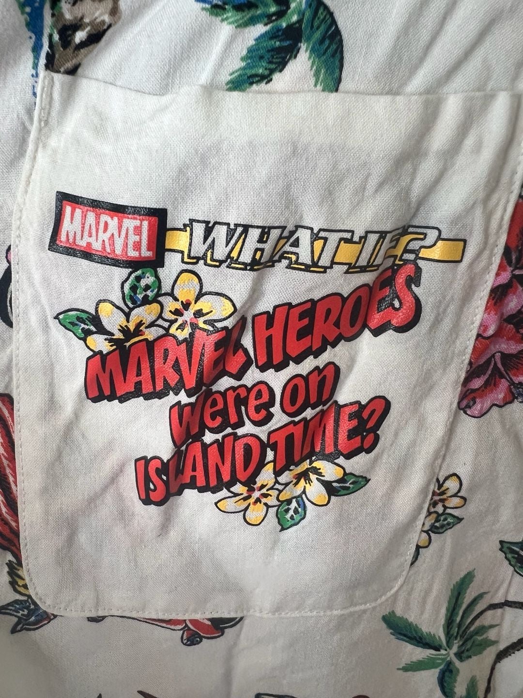 Marvel "What If?" Heroes On Island Time Tropical Hawaiian Button-Down Shirt 4