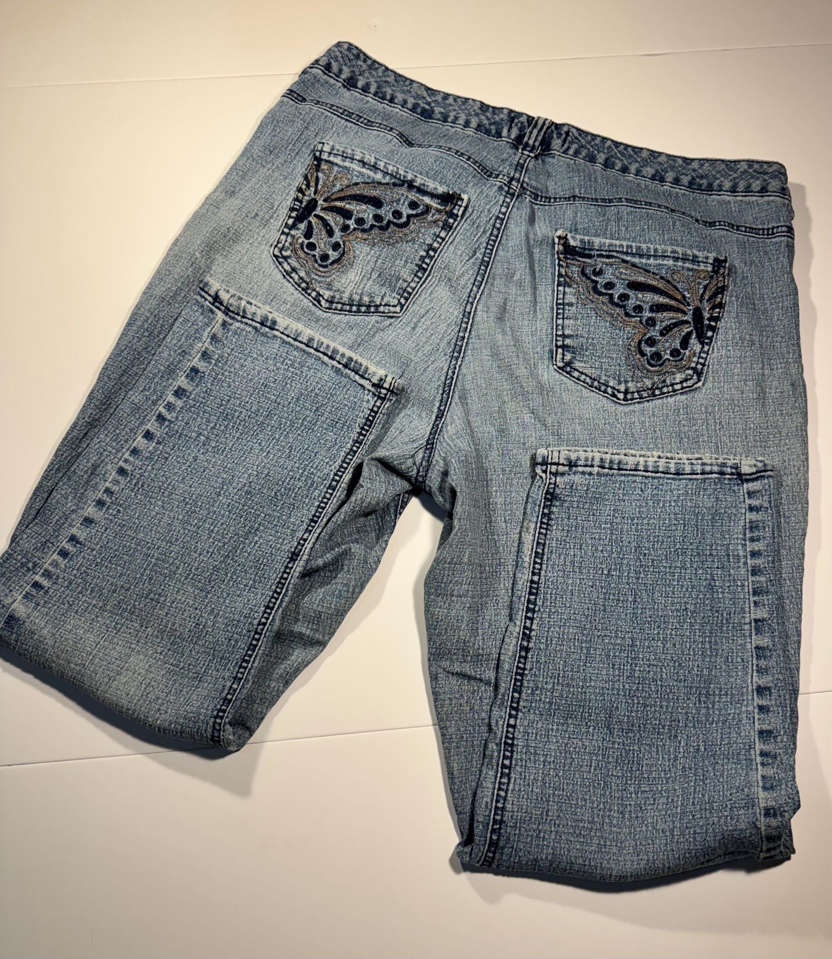 Just My Size Women's Plus Size Straight Leg Denim Jeans w/ Butterfly Embroidery 4