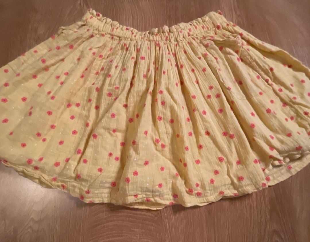Cat & Jack Yellow Floral Print Elastic Waist Ruffle Skirt 2