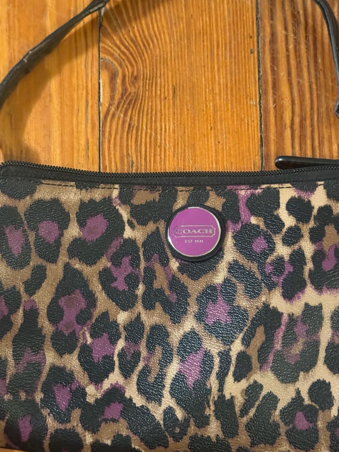 Coach Leopard Ocelot Print Nylon and Leather Wristlet 3