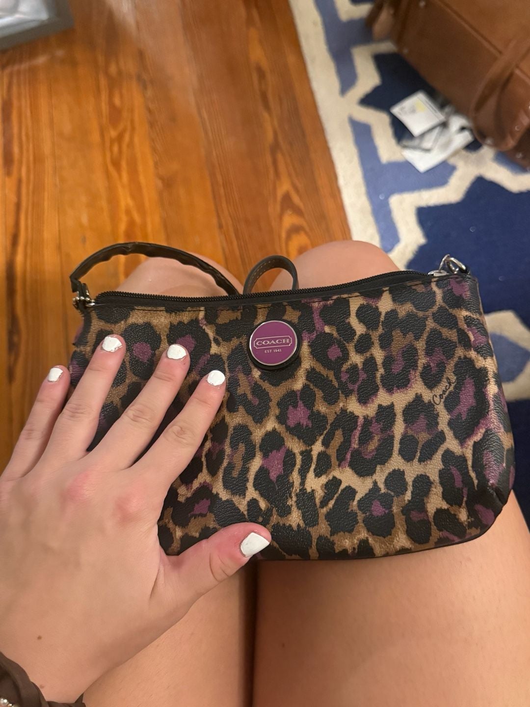 Coach Leopard Ocelot Print Nylon and Leather Wristlet 5