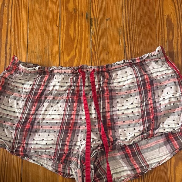 Victoria's Secret Plaid and Polka Dot Print Flannel Pajama Boxer Shorts