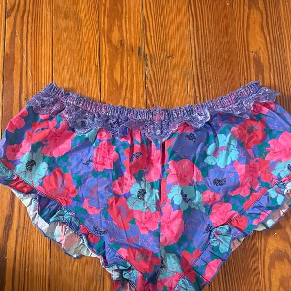 Free People Floral Print Ruffle Hem Lounge Sleep Shorts