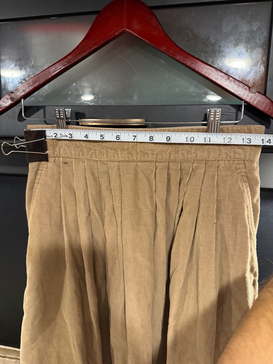 VTG 80s 90s Norton McNaughton Tan Corduroy Pleated Midi Skirt Pockets Size 12 USA 6