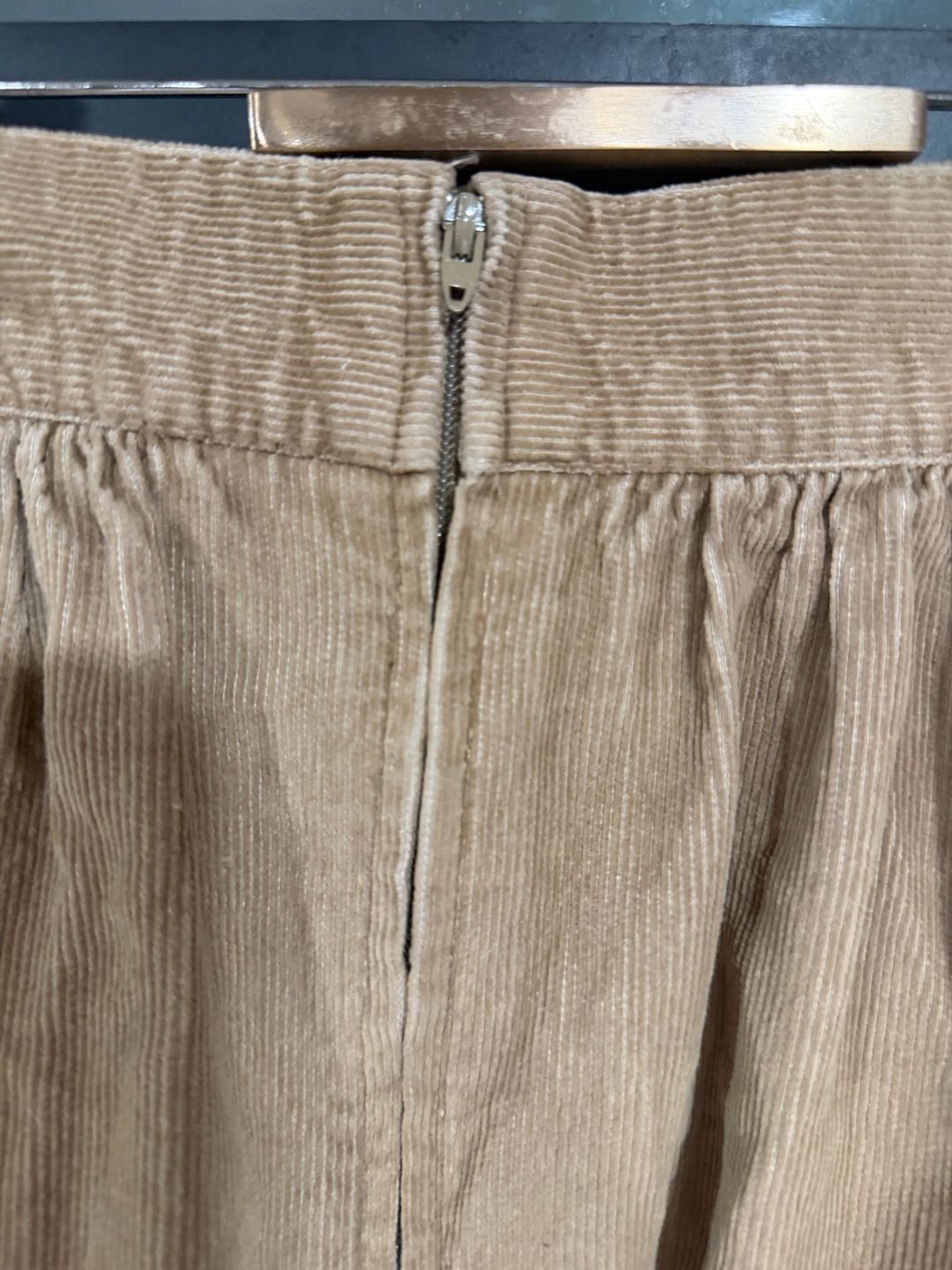 VTG 80s 90s Norton McNaughton Tan Corduroy Pleated Midi Skirt Pockets Size 12 USA 8