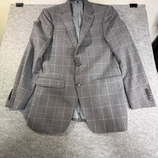 Smith and James Padua Model Grey Windowpane 100% Wool Suit