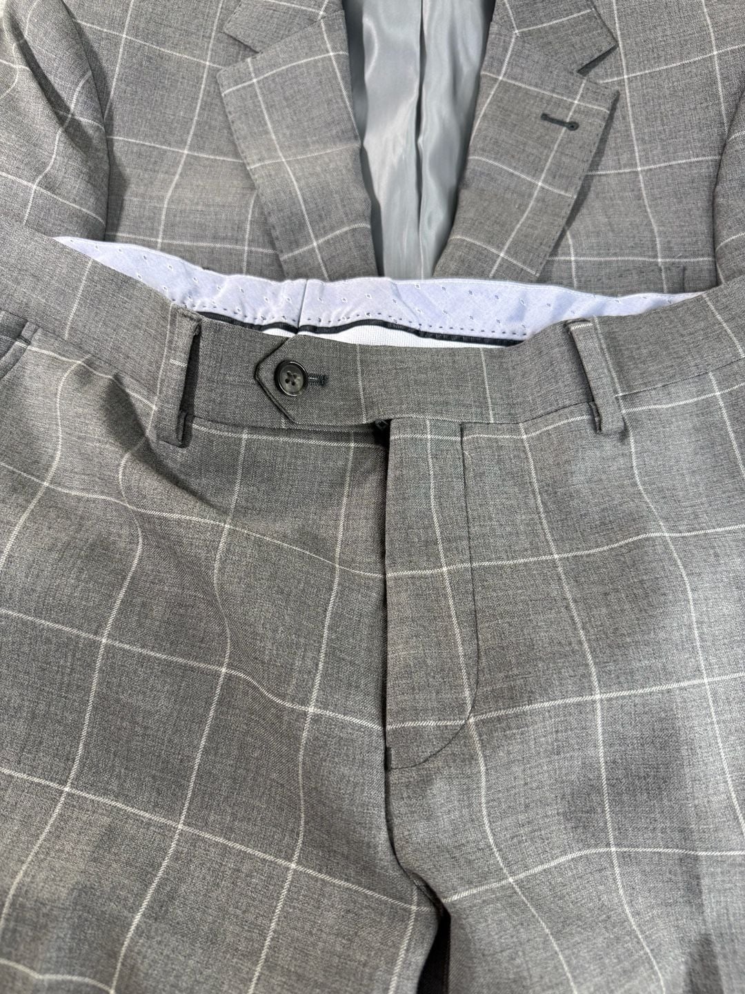 Smith and James Padua Model Grey Windowpane 100% Wool Suit 3