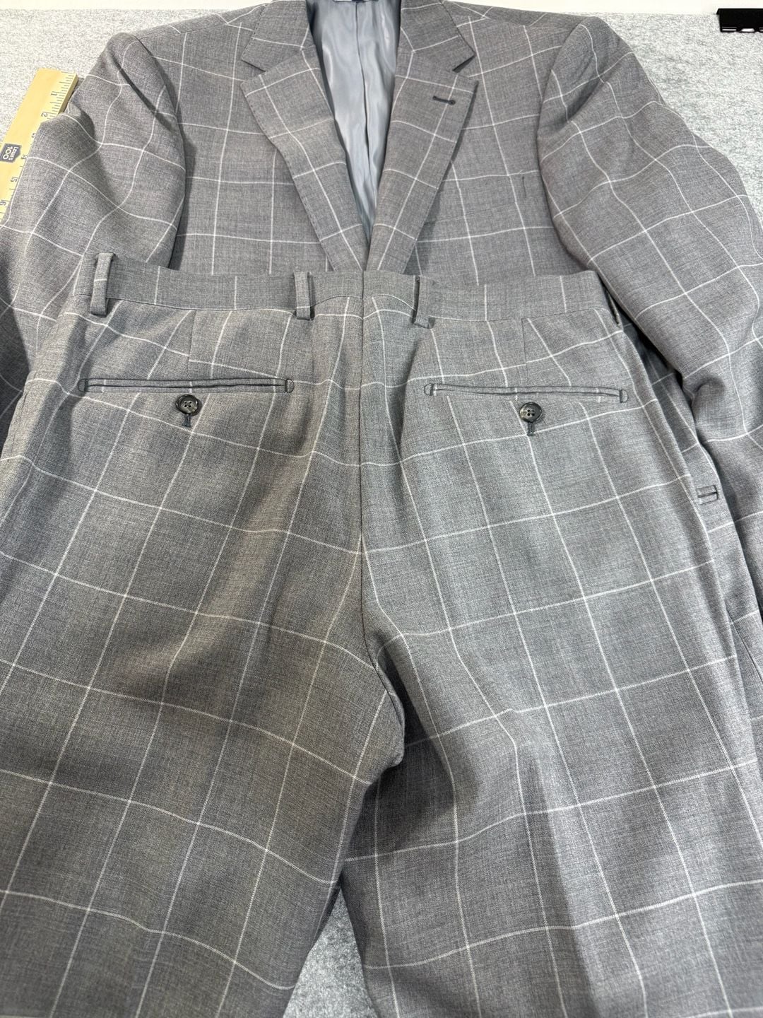 Smith and James Padua Model Grey Windowpane 100% Wool Suit 5