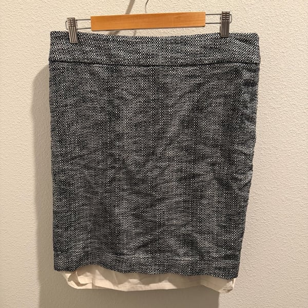 Ann Taylor Loft Black and White Tweed Pencil Skirt