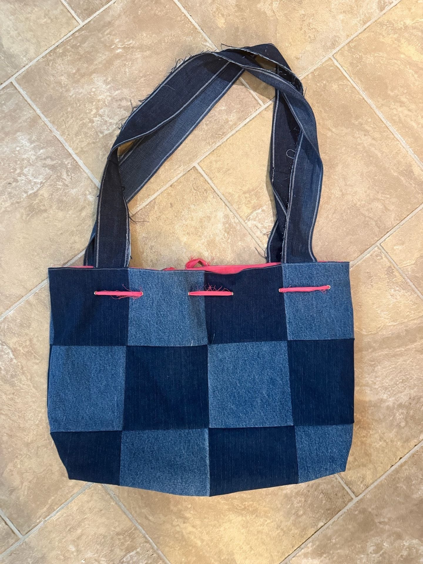 Upcycled Handmade Patchwork Denim Tote Bag with Carhartt Pocket Detail 4