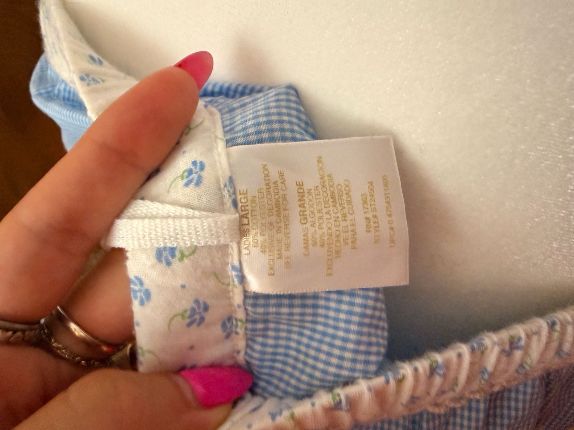 Vintage Secret Treasures Blue Gingham Lace Pajama Set Cottagecore Coquette L 8