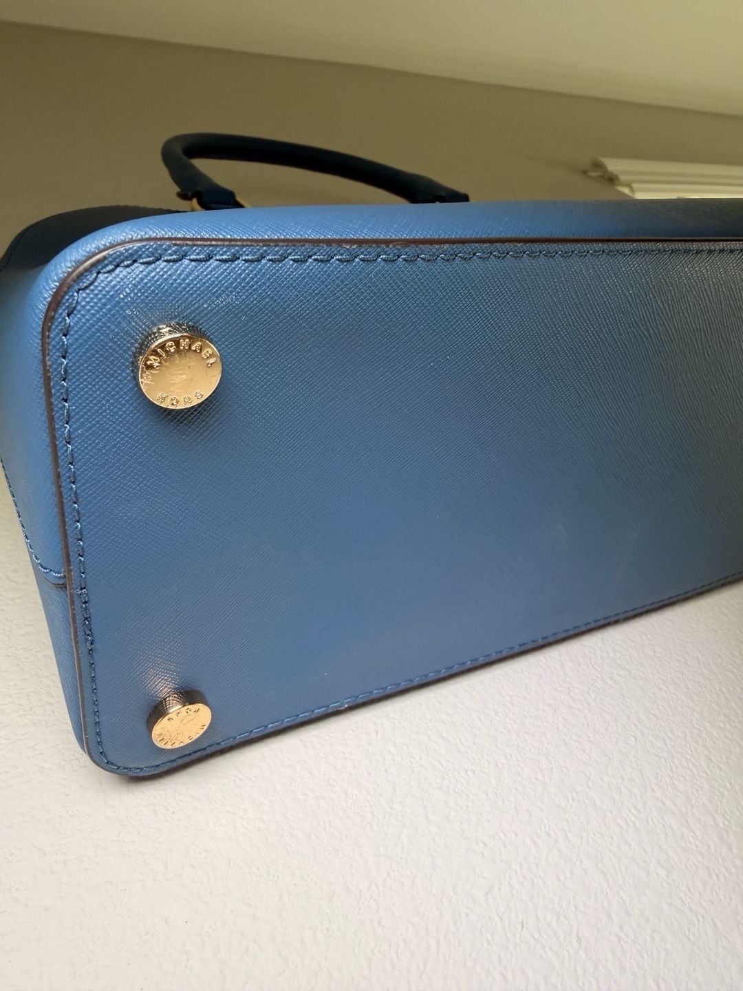 Michael Kors Cindy Large Dome Satchel in Dk Chambray Saffiano Leather 3