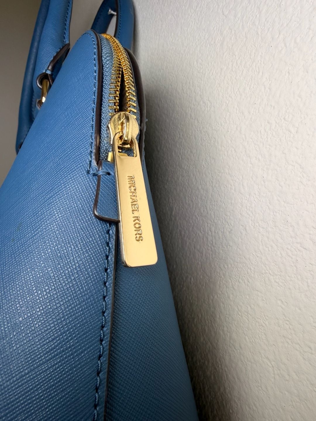 Michael Kors Cindy Large Dome Satchel in Dk Chambray Saffiano Leather 4