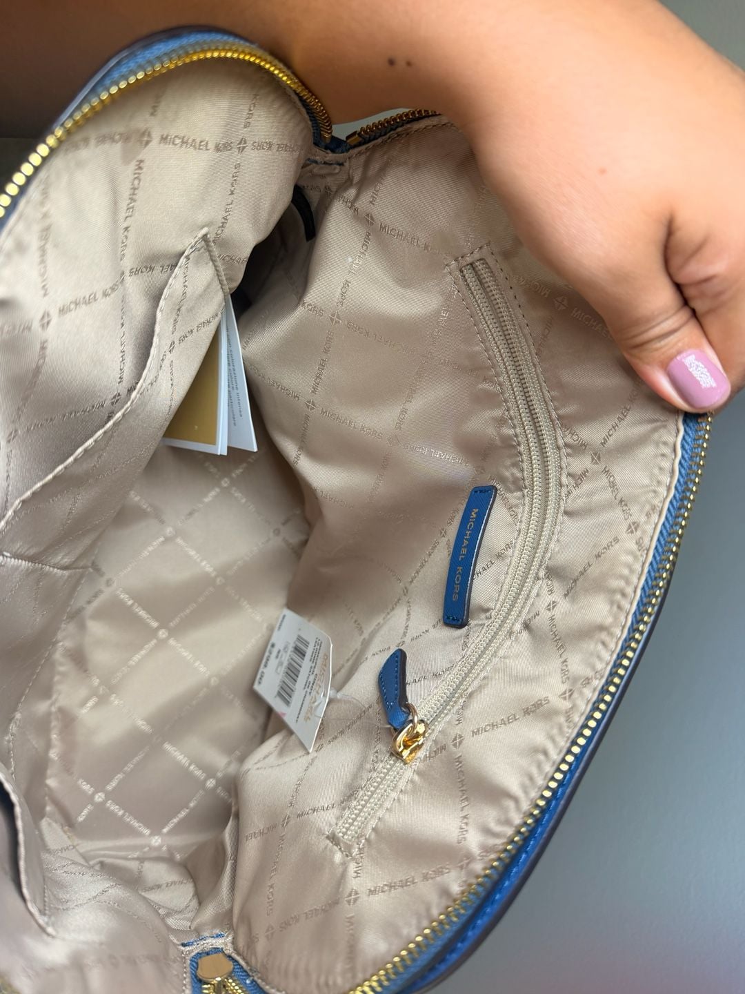 Michael Kors Cindy Large Dome Satchel in Dk Chambray Saffiano Leather 10