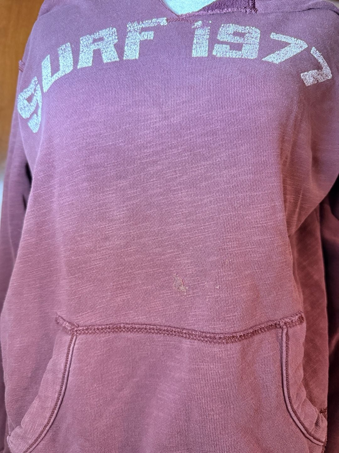 American Eagle Surf 1977 Vintage Hoodie Plum Distressed Graphic Sweatshirt Y2K 7