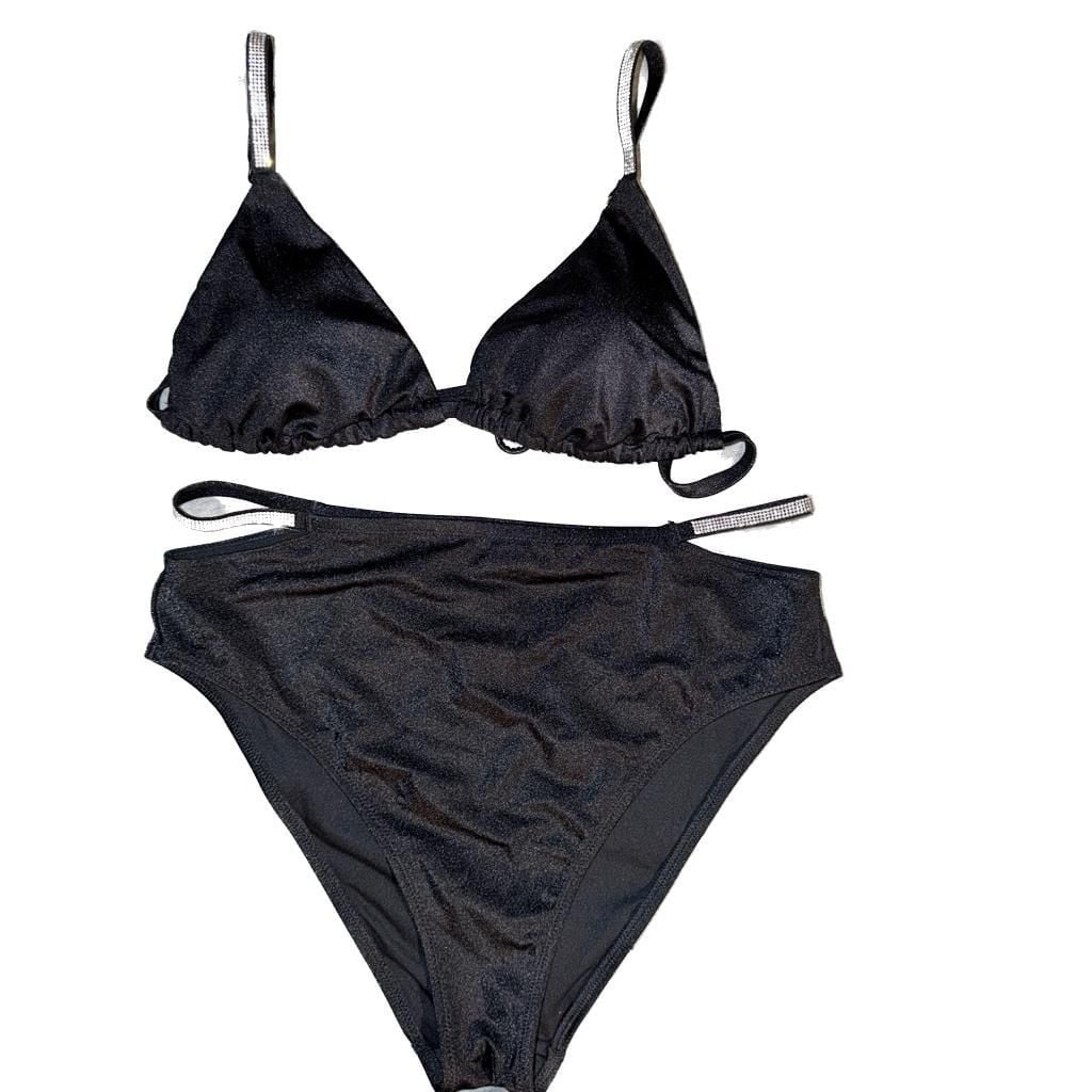 Victoria's Secret Rhinestone Strap Triangle Bikini Top and High-Waist Cheeky Bottom Set 1