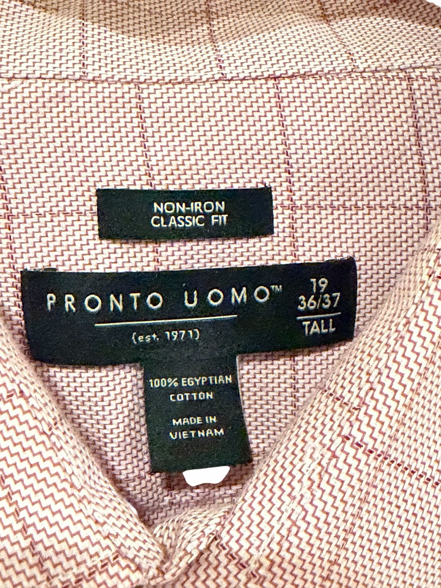 Tall Pronto Uomo Red/Pink Long Sleeve Egyptian Shirt 19 36/37 4