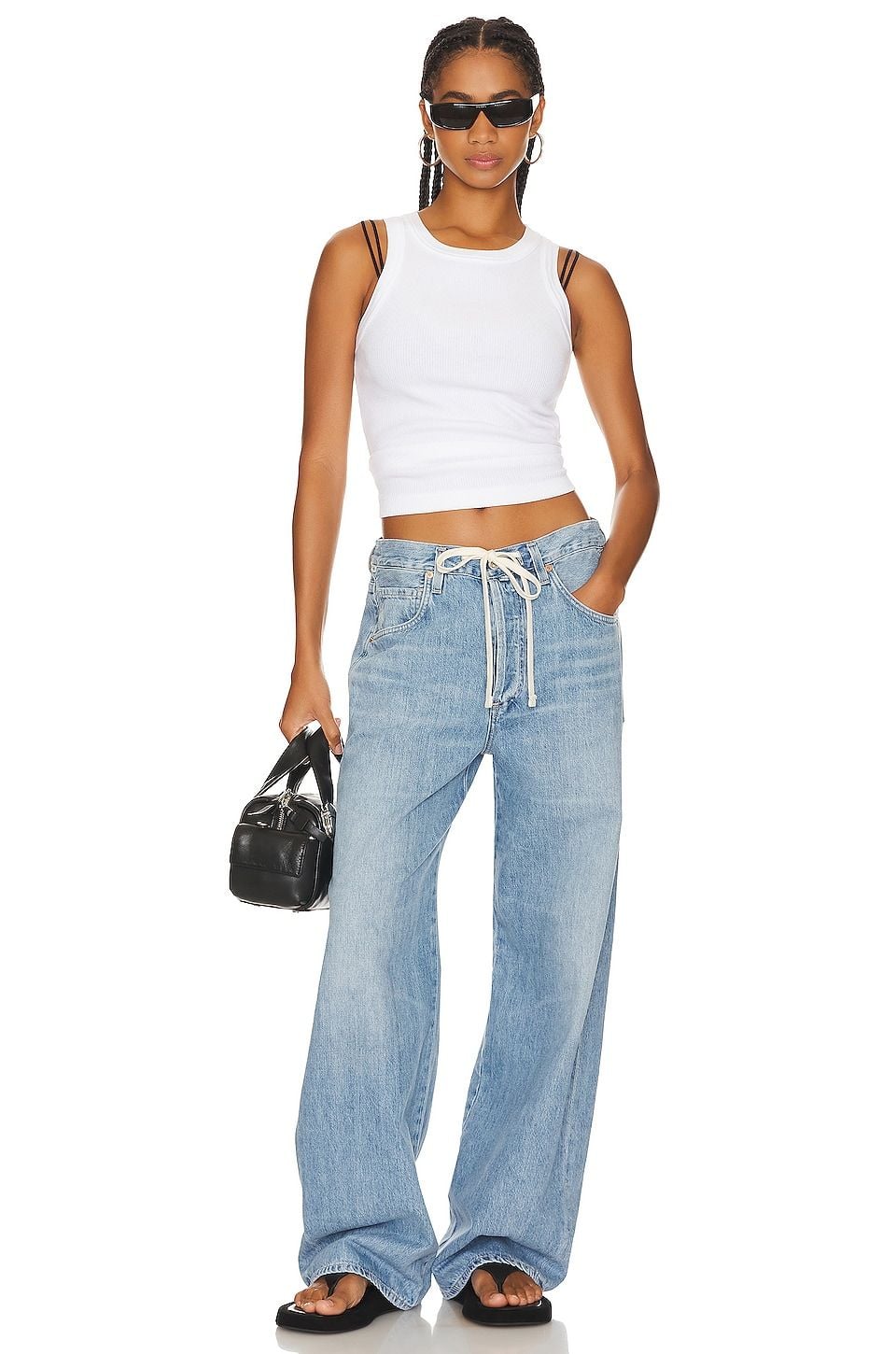 Citizens of Humanity Petite Brynn Drawstring Trouser Jeans in Blue Lace 2