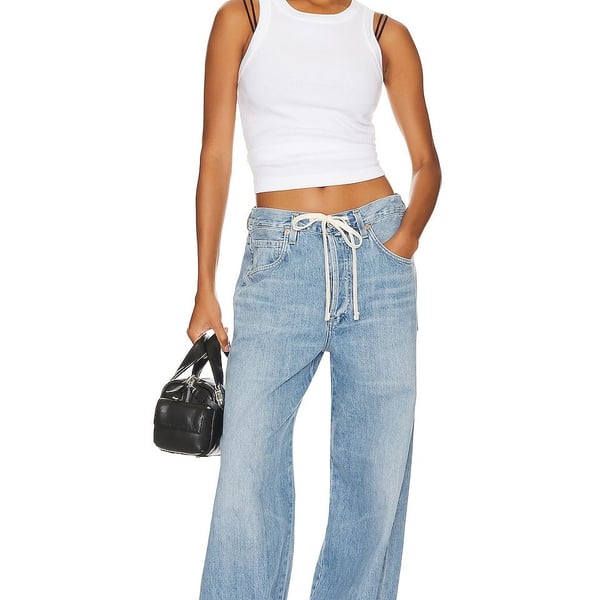 Citizens of Humanity Petite Brynn Drawstring Trouser Jeans in Blue Lace