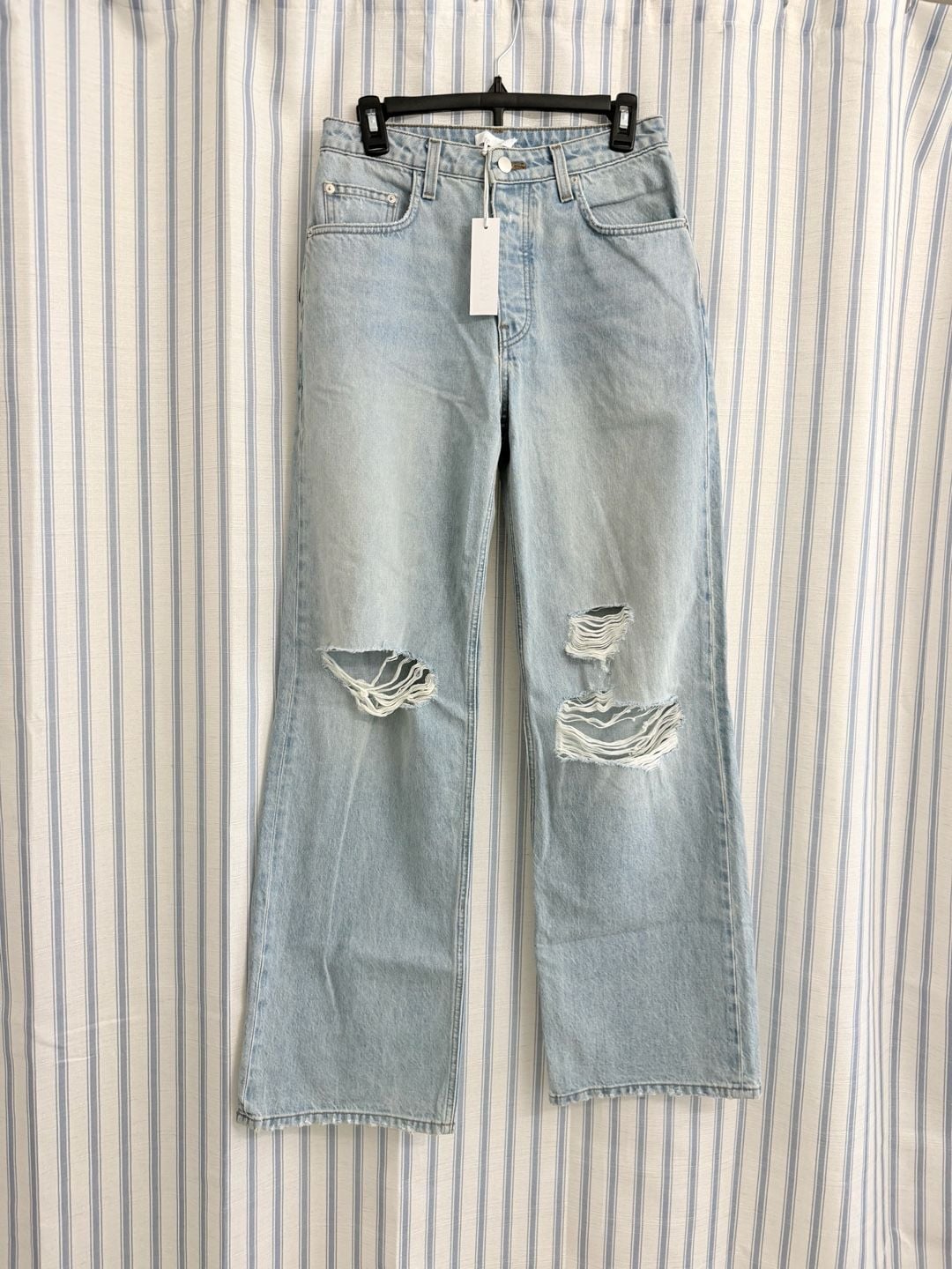 Sablyn Women's Light Wash Distressed Straight Leg Jeans Size 26 2
