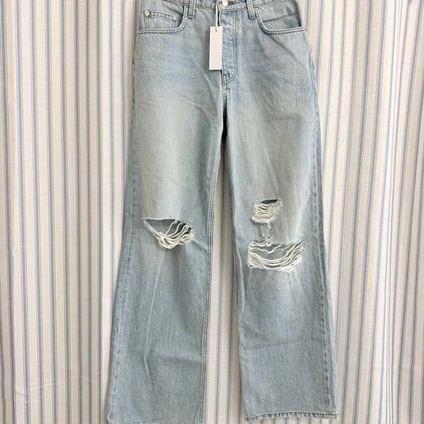 Sablyn Women's Light Wash Distressed Straight Leg Jeans Size 26
