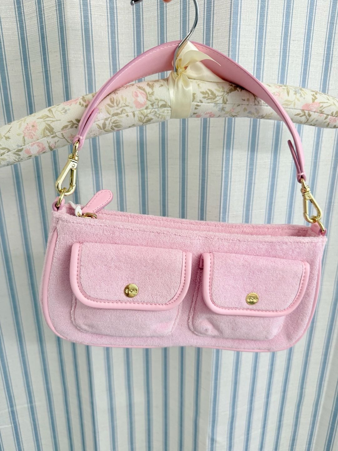Stoney Clover Lane Pink Towel/Terry Cloth Cargo Shoulder Bag 6