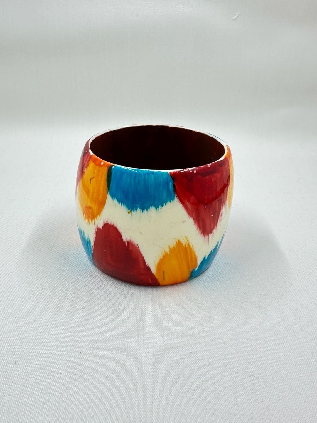 Vintage Hand-Painted Folk Art Wooden Bangle Bracelet 1