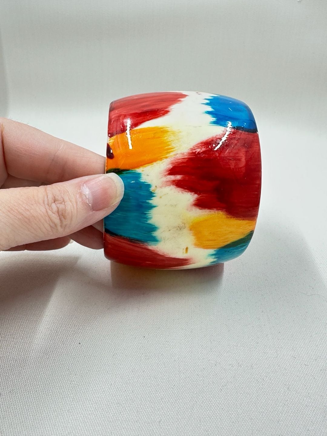 Vintage Hand-Painted Folk Art Wooden Bangle Bracelet 3