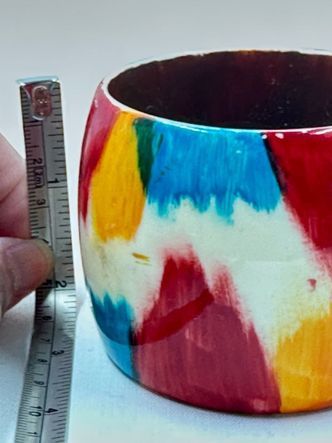 Vintage Hand-Painted Folk Art Wooden Bangle Bracelet 4
